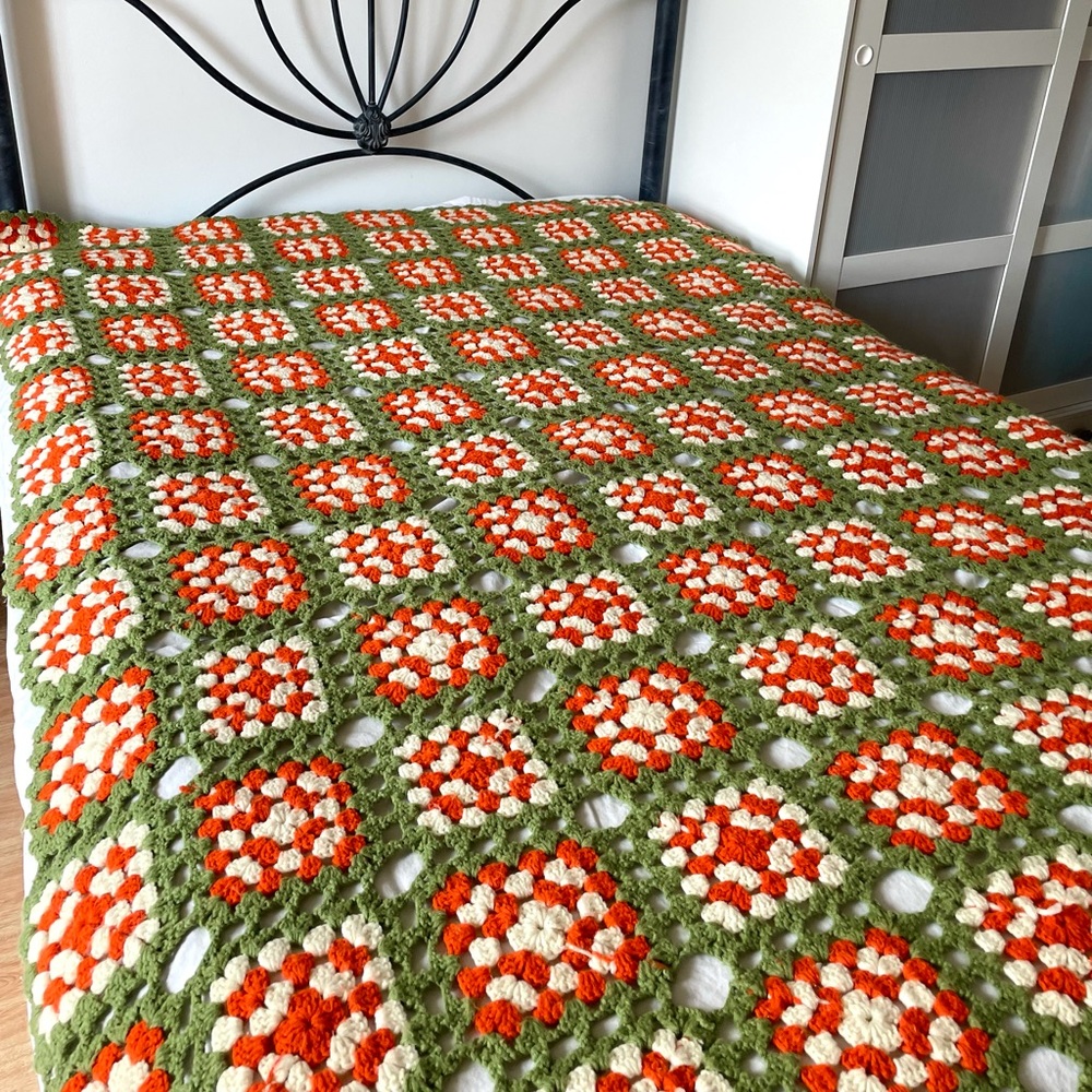 55” by 80” handmade crochet granny blanket